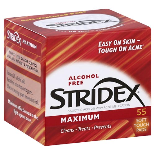 Image for Stridex Acne Medication, Maximum, Soft Touch Pads,55ea from Acton pharmacy