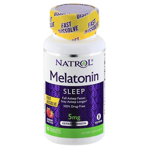 Image for Natrol Melatonin, Sleep, Extra Strength, 5 mg, Tablets, Strawberry,90ea from Acton pharmacy