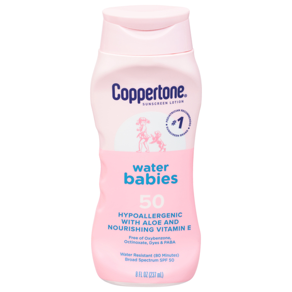 Image for Coppertone Sunscreen Lotion, Water Babies, Broad Spectrum SPF 50,8fl oz from Acton pharmacy