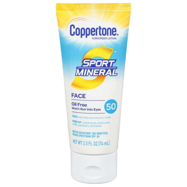Image for Coppertone Sunscreen Lotion, Face, Broad Spectrum SPF 50,2.5fl oz from Acton pharmacy