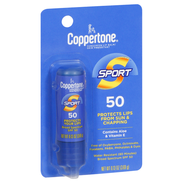 Image for Coppertone Sunscreen Lip Balm, Sport, Broad Spectrum SPF 50,0.13oz from Acton pharmacy