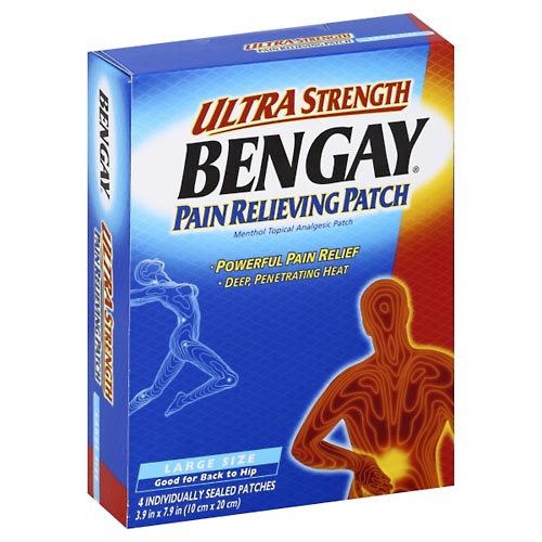 Image for Bengay Pain Relieving Patch, Ultra Strength, Large Size,4ea from Acton pharmacy