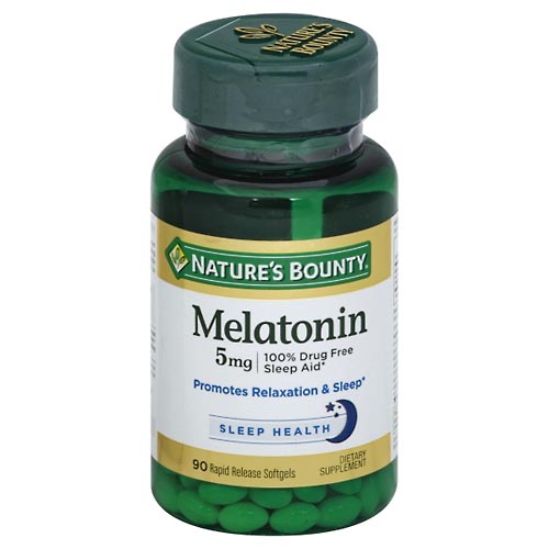 Image for Natures Bounty Melatonin, 5 mg, Rapid Release Softgels,90ea from Acton pharmacy