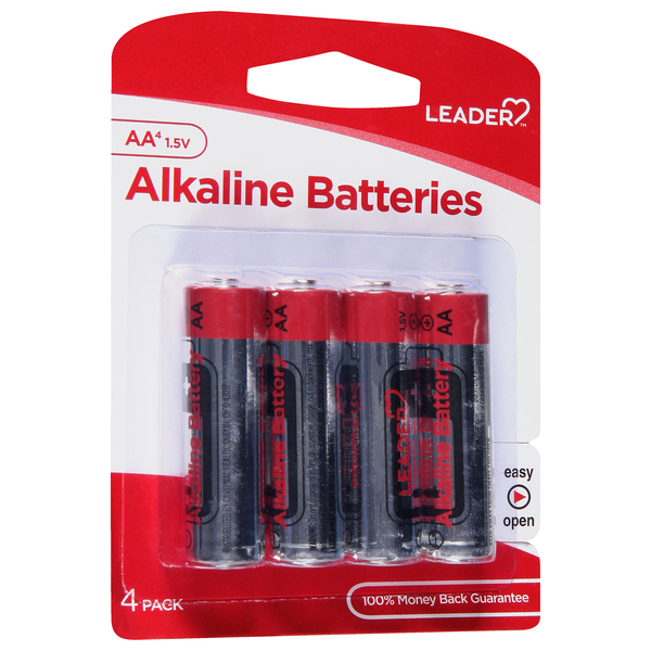 Image for Leader Batteries, Alkaline, AA, 1.5 Volt, 4 Pack, 4ea from Acton pharmacy