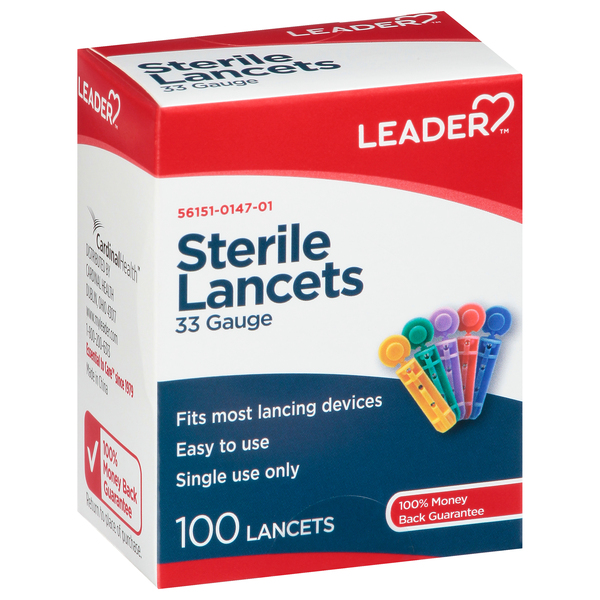 Image for Leader Sterile Lancets, 33 Gauge, 100ea from Acton pharmacy