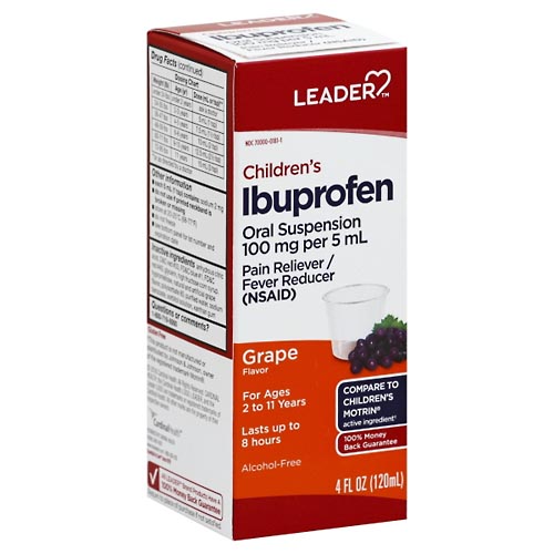 Image for Leader Ibuprofen, Children's, Grape Flavor,4oz from Acton pharmacy