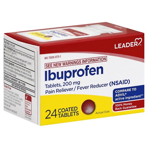 Image for Leader Ibuprofen, 200 mg, Coated Tablets,24ea from Acton pharmacy