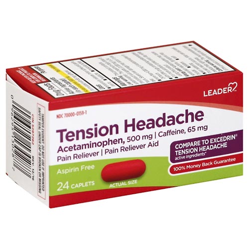 Image for Leader Tension Headache, Acetaminophen, 500 mg, Caplets,24ea from Acton pharmacy