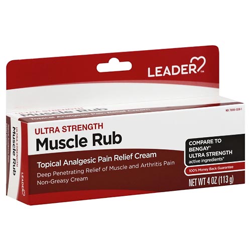 Image for Leader Muscle Rub, Ultra Strength, Cream,4oz from Acton pharmacy