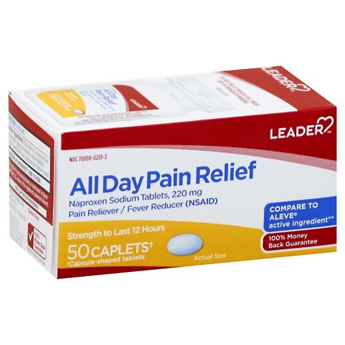 Image for Leader All Day Pain Relief, 220 mg, Caplets,50ea from Acton pharmacy