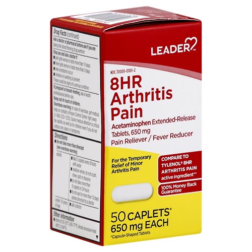 Image for Leader Arthritis Pain, 8 HR, 650 mg, Caplets,50ea from Acton pharmacy