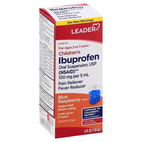 Image for Leader Ibuprofen, Blue Raspberry Flavor, Children's,4oz from Acton pharmacy