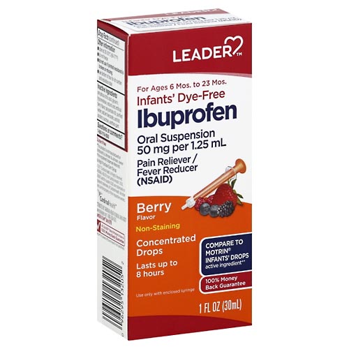 Image for Leader Ibuprofen, Dye-Free, Berry Flavor, Infants',1oz from Acton pharmacy