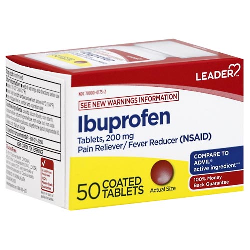 Image for Leader Ibuprofen, 200 mg, Coated Tablets,50ea from Acton pharmacy