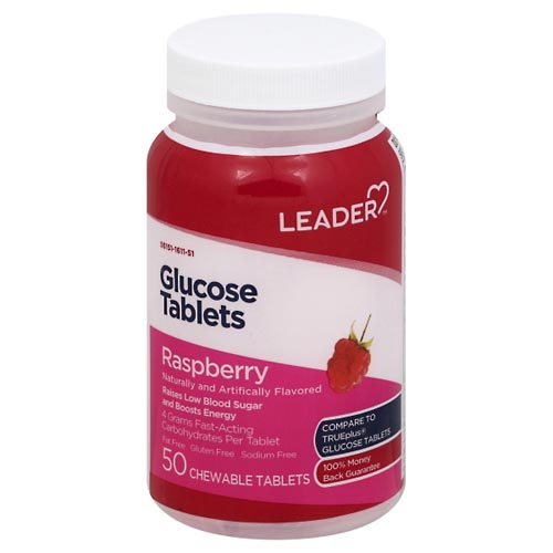 Image for Leader Glucose, Chewable Tablets, Raspberry,50ea from Acton pharmacy