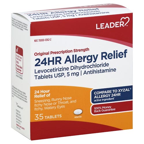 Image for Leader Allergy Relief, 24Hr, Original Prescription Strength, Tablets,35ea from Acton pharmacy