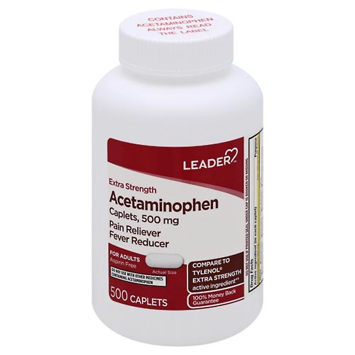 Image for Leader Acetaminophen, Extra Strength, 500 mg, Caplets,500ea from Acton pharmacy