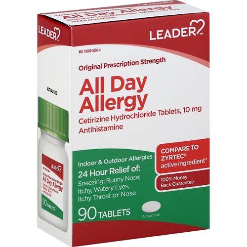 Image for Leader All Day Allergy Relief, 24 Hr,Original, Tablet,90ea from Acton pharmacy