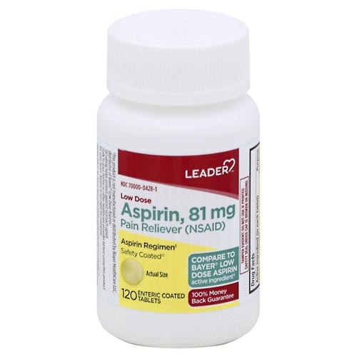 Image for Leader Aspirin, 81 mg, Low Dose, Enteric Coated Tablets,120ea from Acton pharmacy