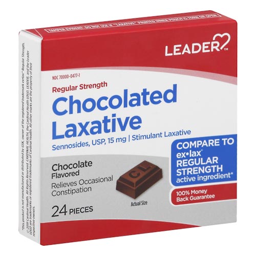 Image for Leader Chocolated Laxative, Regular Strength, 15 mg, Chocolate Flavored,24ea from Acton pharmacy