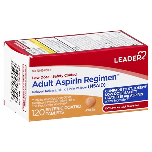 Image for Leader Adult Aspirin Regimen, 81 mg, Enteric Coated Tablets,120ea from Acton pharmacy