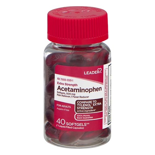 Image for Leader Acetaminophen, Extra Strength, 500 mg, Caplets,40ea from Acton pharmacy