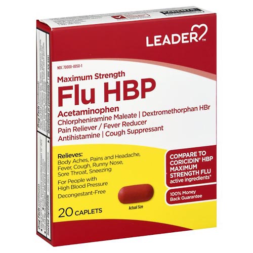 Image for Leader Flu HBP, Maximum Strength, Caplets,20ea from Acton pharmacy