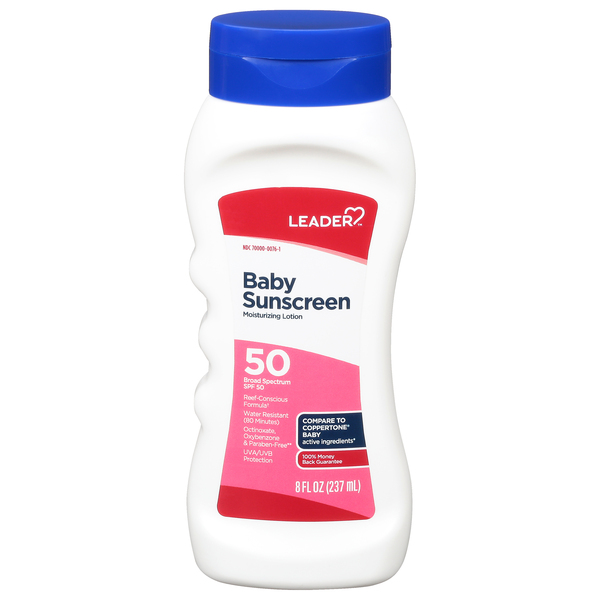 Image for Leader Baby Sunscreen, Lotion, Broad Spectrum SPF 50,8fl oz from Acton pharmacy