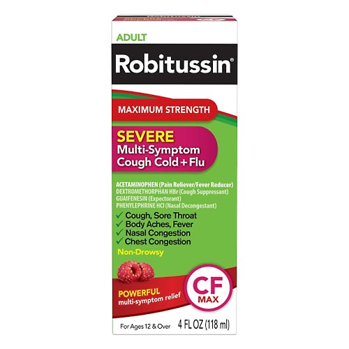 Image for Robitussin Cough Cold + Flu, Multi-Symptom, Severe, Maximum Strength, Adult,4oz from Acton pharmacy