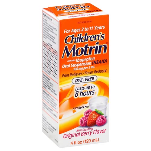 Image for Children's Motrin Pain Reliever/Fever Reducer, Dye-Free, Non-Staining, Original Berry,4oz from Acton pharmacy