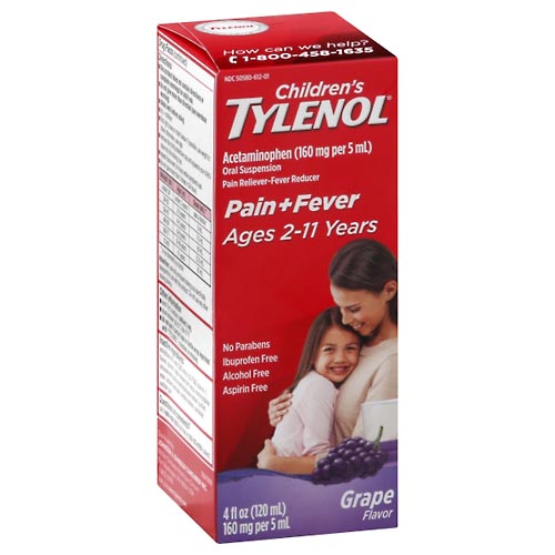 Image for Children's Tylenol Pain+Fever, Oral Suspension,, Grape Flavor,4oz from Acton pharmacy