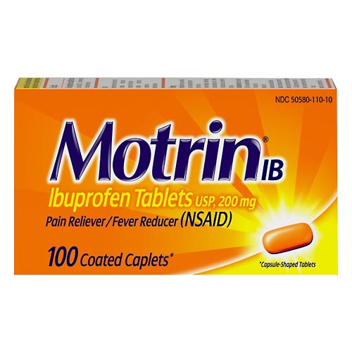 Image for Motrin Ibuprofen, 200 mg, Caplets,100ea from Acton pharmacy