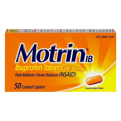 Image for Motrin Pain Reliever/Fever Reducer, IB, 200 mg, Coated Caplets,50ea from Acton pharmacy