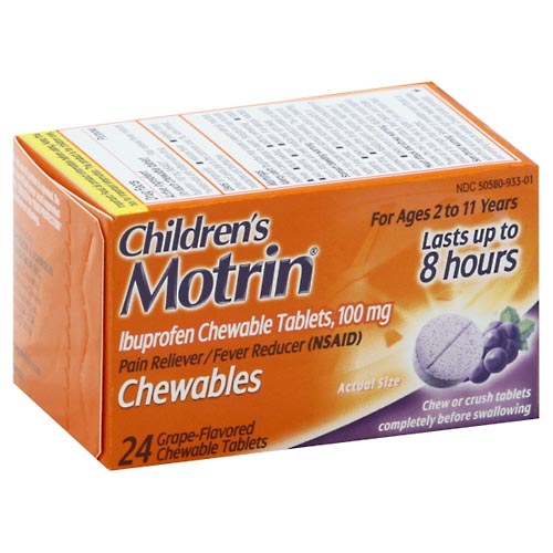 Image for Motrin Ibuprofen, 100 mg, Grape-Flavored, Chewables, Chewable Tablets,24ea from Acton pharmacy