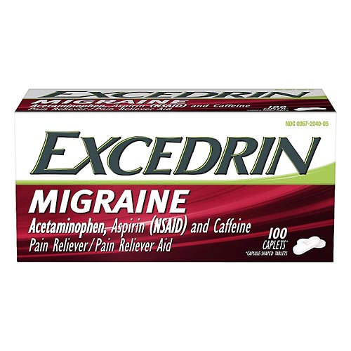 Image for Excedrin Pain Reliever/Pain Reliever Aid, Migraine, Caplets,100ea from Acton pharmacy