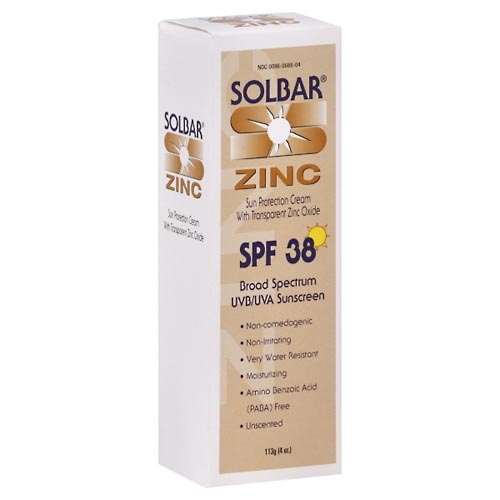 Image for Solbar Zinc Sun Protection Cream with Transparent Zinc Oxide, SPF 38, Unscented,4oz from Acton pharmacy