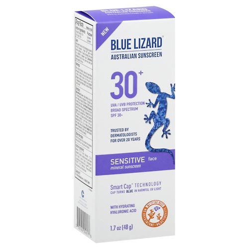 Image for Blue Lizard Sunscreen, Mineral, Sensitive Face, Broad Spectrum SPF 30+,1.7oz from Acton pharmacy