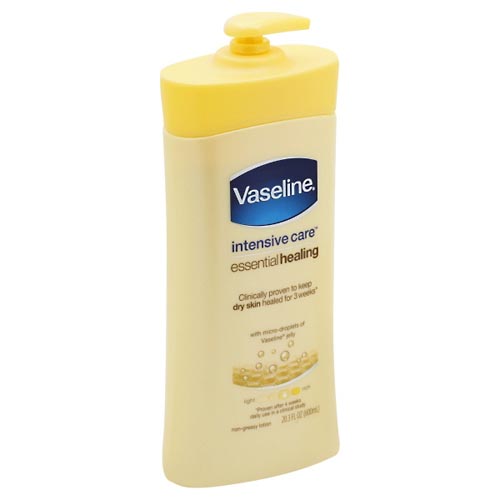 Image for Vaseline Lotion, Non-Greasy, Essential Healing, with Micro-Droplets of Vaseline Jelly,20.3oz from Acton pharmacy