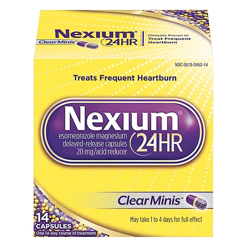 Image for Nexium Acid Reducer, 24 Hr, 20 mg, Delayed-Release Capsules, Clear Minis,14ea from Acton pharmacy