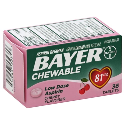 Image for Bayer Aspirin, Low Dose, 81 mg, Chewable Tablets, Cherry Flavored,36ea from Acton pharmacy