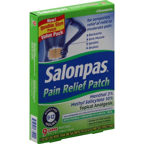 Image for Salonpas Pain Relief Patch, Minty Scent, Double Size, Value Pack,9ea from Acton pharmacy
