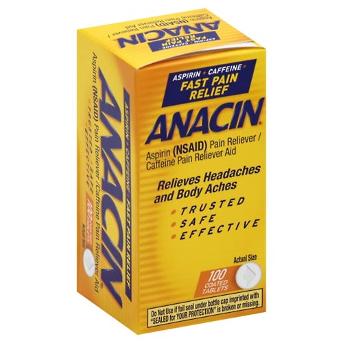 Image for Anacin Pain Reliever/Pain Reliever Aid, Coated Tablets,100ea from Acton pharmacy