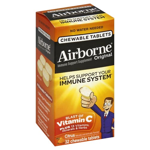 Image for Airborne Immune Support Supplement, Original, Chewable Tablets, Citrus,32ea from Acton pharmacy