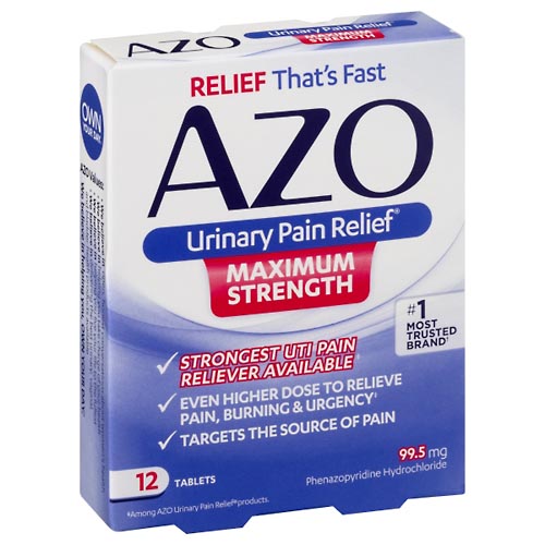 Image for Azo Urinary Pain Relief, Maximum Strength, Tablets,12ea from Acton pharmacy